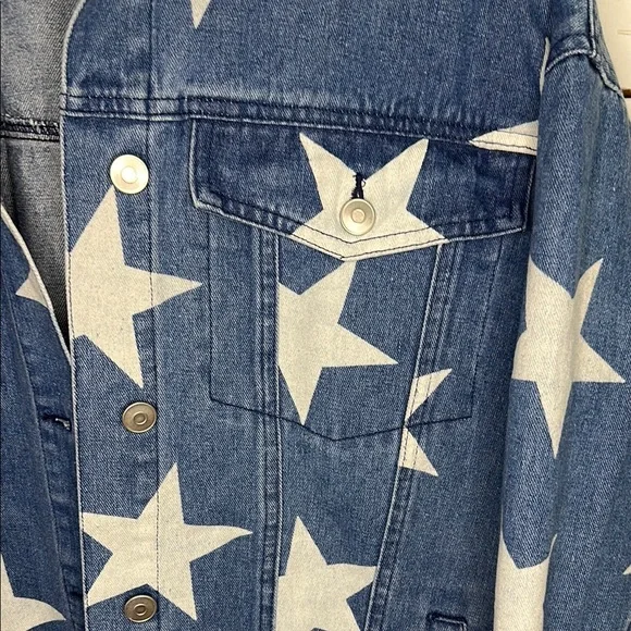 Altar'd State Denim Jean Jacket With Stars - Picture 3 of 11